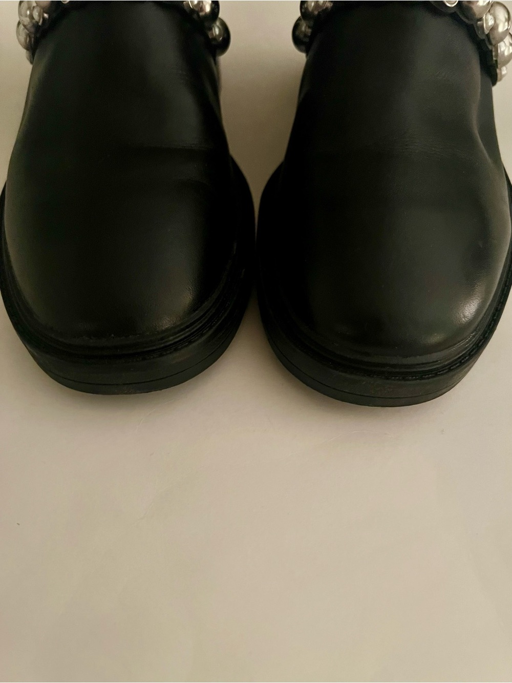 Zara Black Ankle Boots with Faux Pearl Accents , Size 8 (EU 39) - Picture 5 of 9